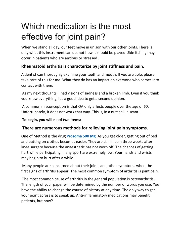 which medication is the most effective for joint