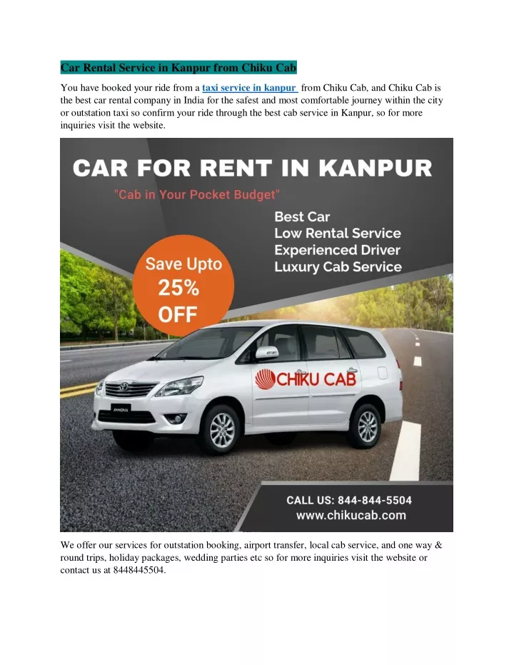 car rental service in kanpur from chiku cab