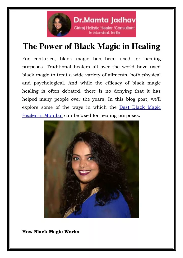 the power of black magic in healing