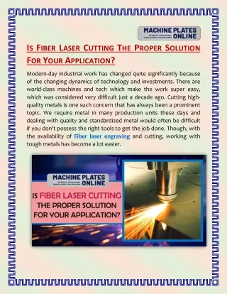 Is Fiber Laser Cutting The Proper Solution For Your Application