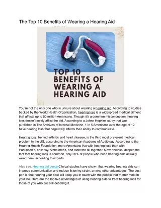 The Top 10 Benefits of Wearing a Hearing Aid