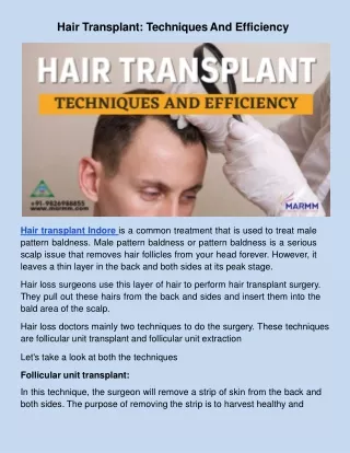 hair transplant techniques and efficiency