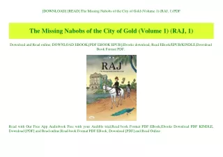 [DOWNLOAD] [READ] The Missing Nabobs of the City of Gold (Volume 1) (RAJ  1) PDF