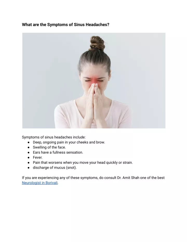 what are the symptoms of sinus headaches