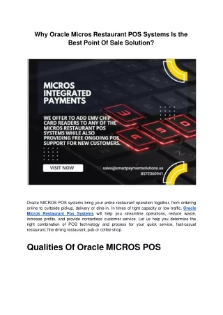 Why Oracle Micros Restaurant POS Systems Is the Best Point Of Sale Solution.ppt