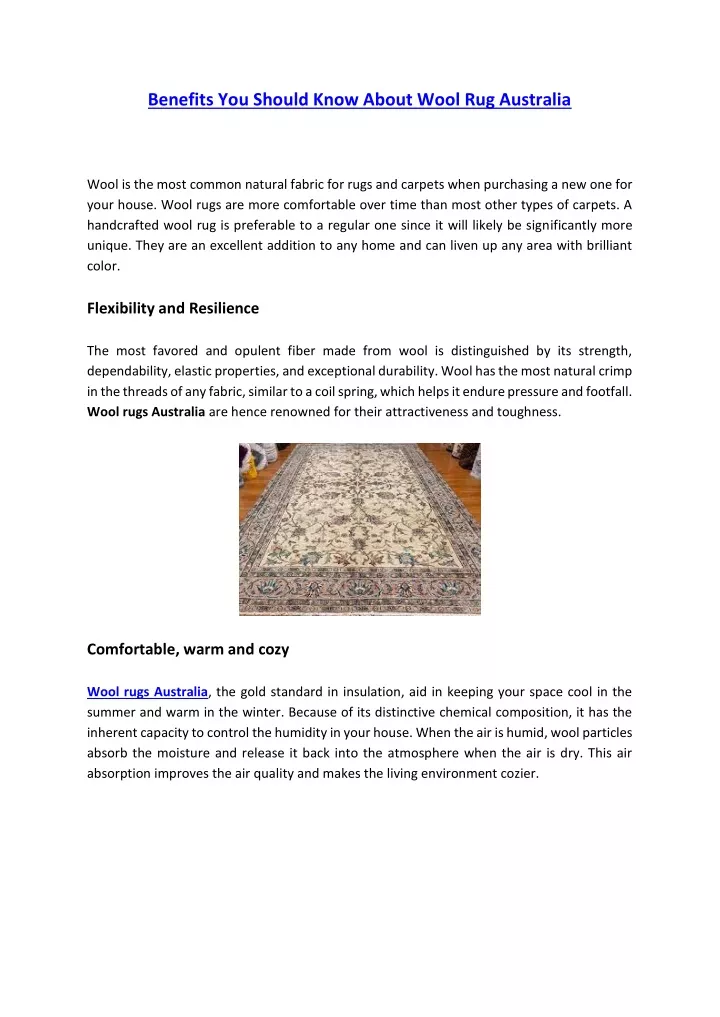 benefits you should know about wool rug australia