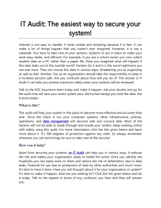 Get IT security audit service for secure your system