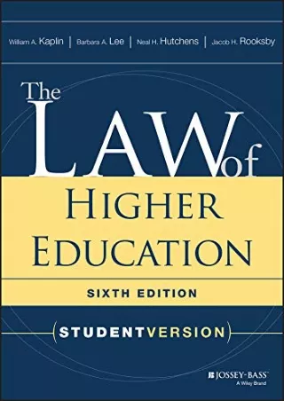 ePUB  The Law of Higher Education Student Version