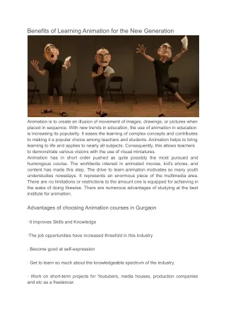 benefits of learning animation