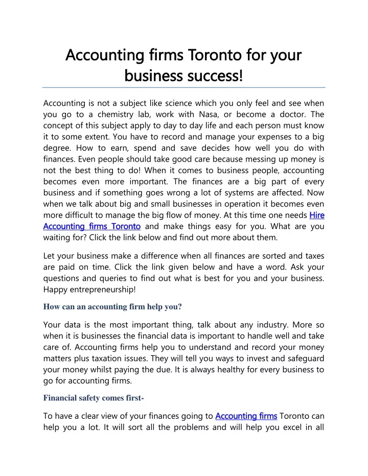 accounting firms toronto for your accounting