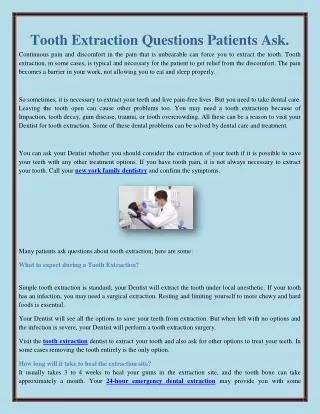 tooth extraction questions patients