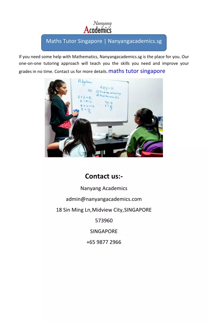 maths tutor singapore nanyangacademics sg