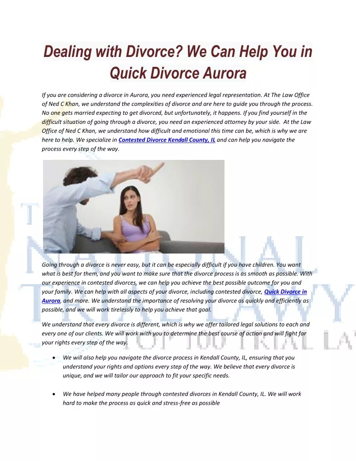 dealing with divorce we can help you in quick