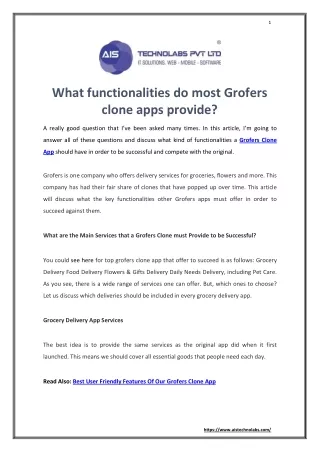 What functionalities do most Grofers clone apps provide?
