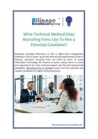 What Technical Method Does Recruiting Firms Use To Hire a Potential Candidate