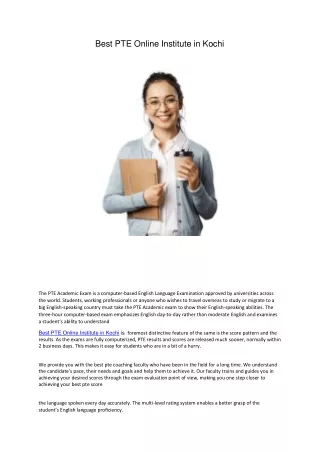 Best PTE Online Institute in Kochi