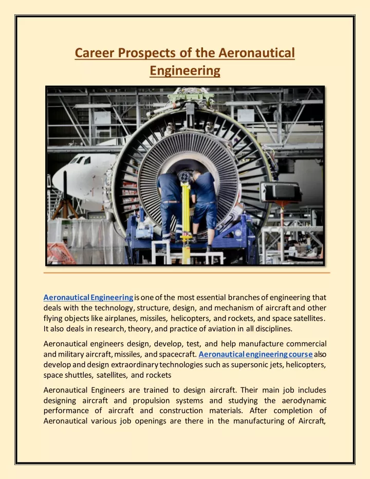 career prospects of the aeronautical engineering