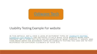 Usability Testing Example For website