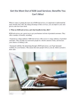 get the most out of b2b lead services benefits