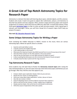 a great list of top notch astronomy topics