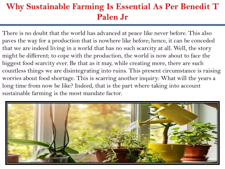 why sustainable farming is essential