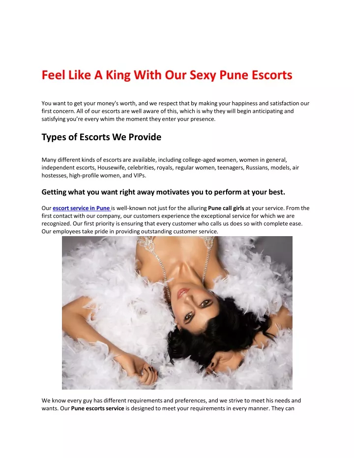 feel like a king with our sexy pune escorts