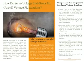 how do servo voltage stabilizers fix avoid