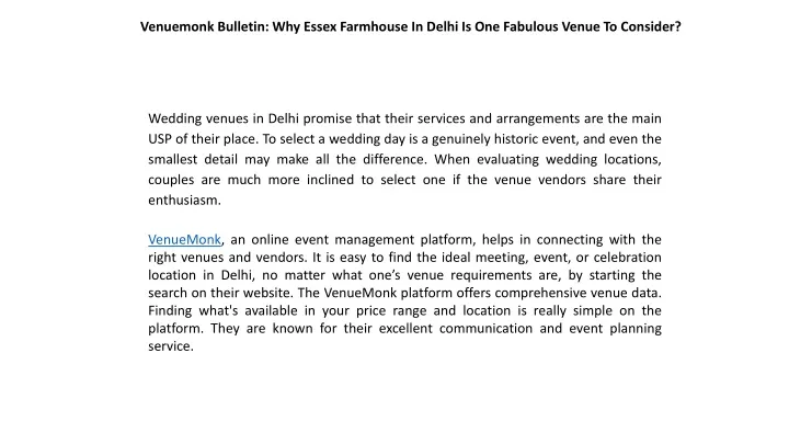 venuemonk bulletin why essex farmhouse in delhi