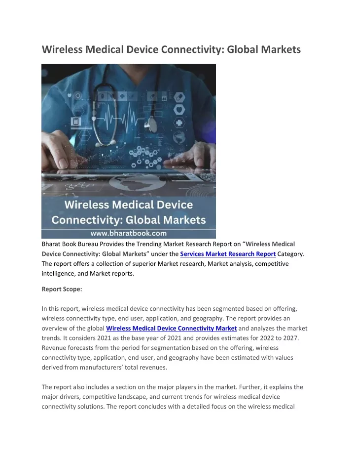 wireless medical device connectivity global