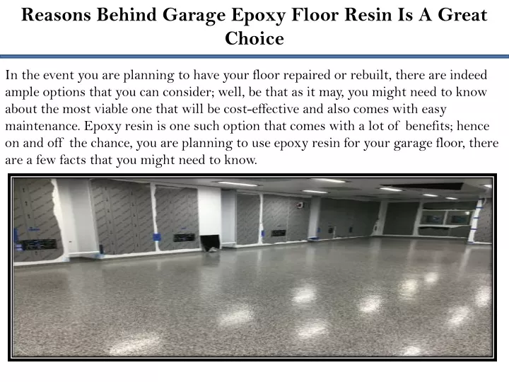 reasons behind garage epoxy floor resin