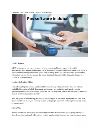 6 benefits that a pos system gives to your