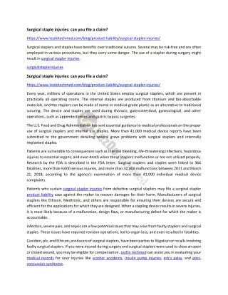 surgical staple injuries can you file a claim