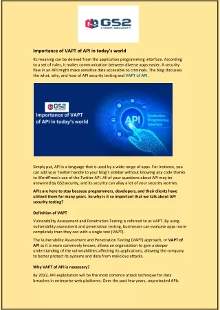 importance of vapt of api in today s world