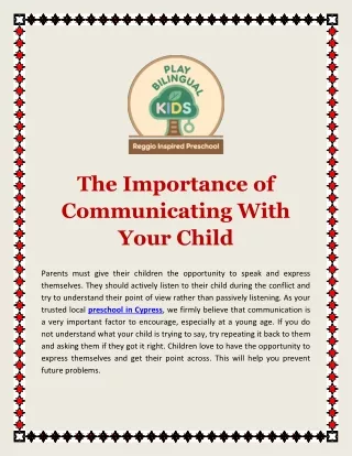 The Importance of Communicating With Your Child