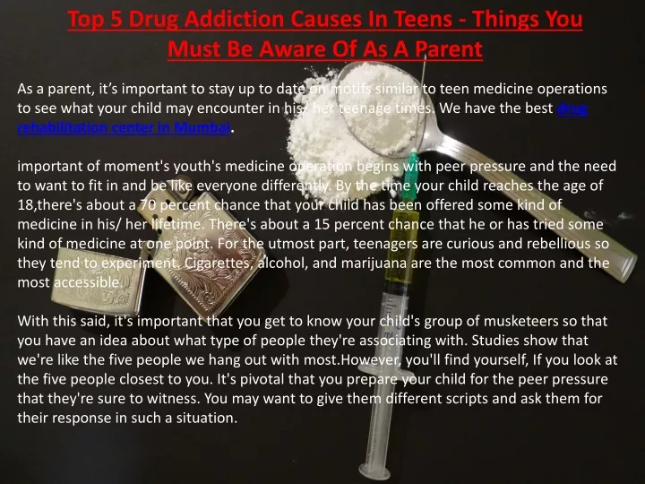 top 5 drug addiction causes in teens things