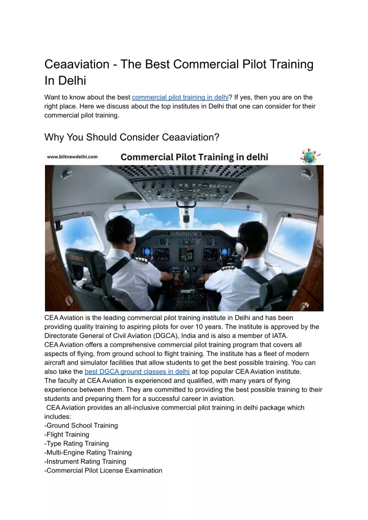 ceaaviation the best commercial pilot training