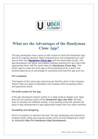 what are theadvantages of the handyman clone app