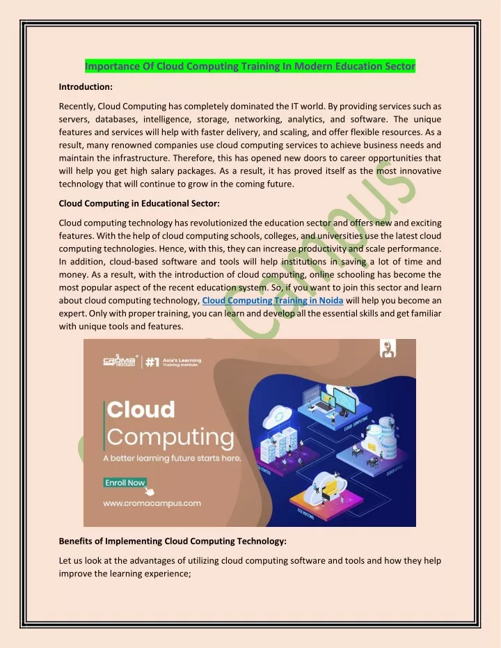importance of cloud computing training in modern