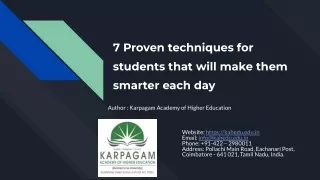 7 Proven techniques for students that will make them smarter each day - KAHE PDF