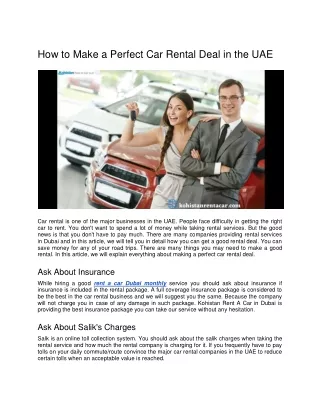 How to Make a Perfect Car Rental Deal in the UAE