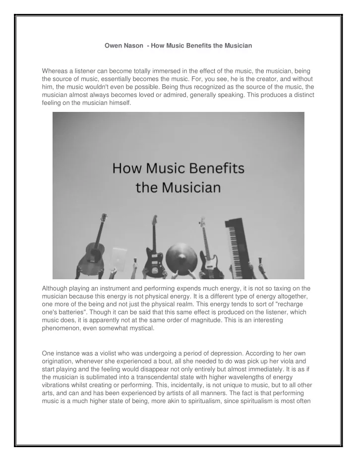 owen nason how music benefits the musician
