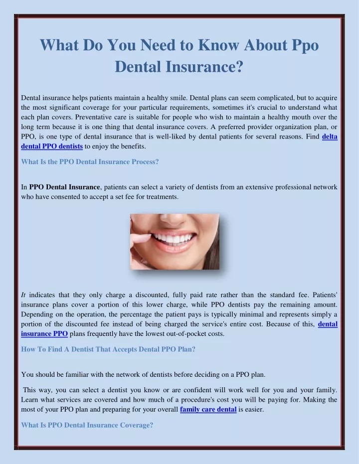 what do you need to know about ppo dental