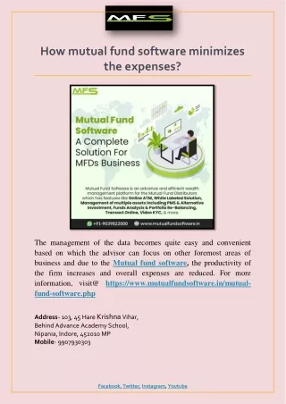how mutual fund software minimizes the expenses