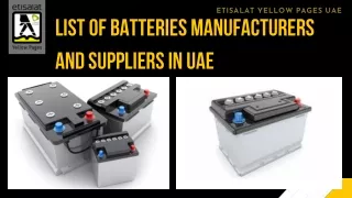 List of Batteries Manufacturers and Suppliers in UAE