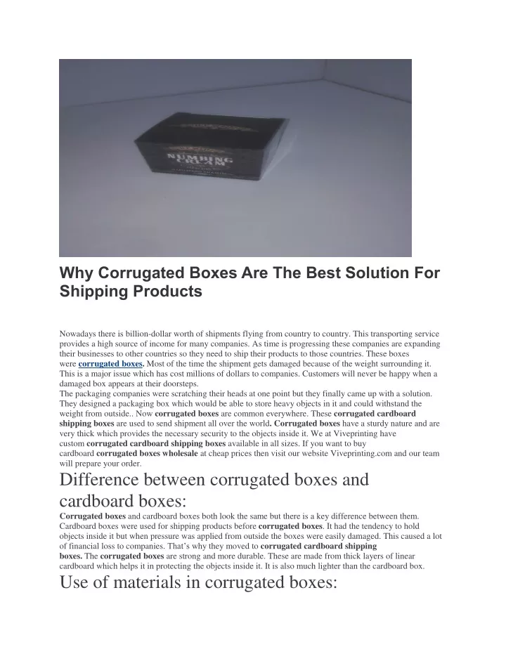 why corrugated boxes are the best solution