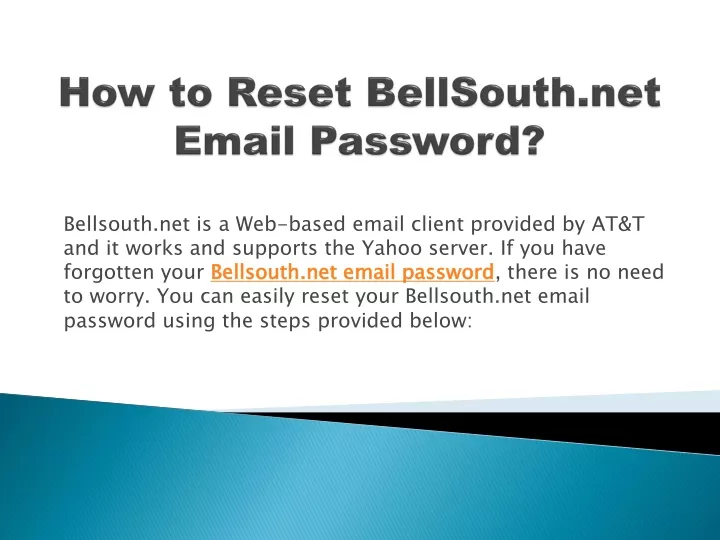 how to reset bellsouth net email password