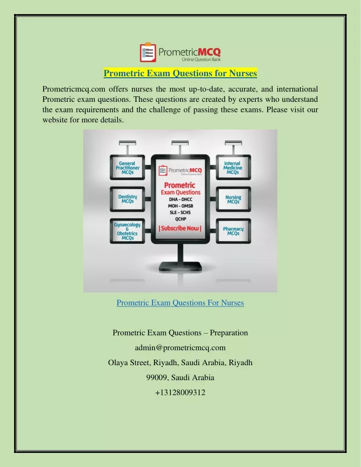 prometric exam questions for nurses