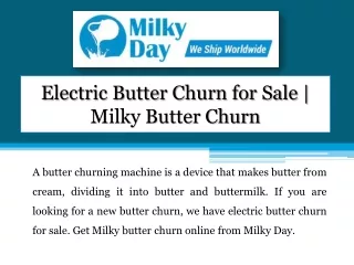 Electric Butter Churn for Sale | Milky Butter Churn