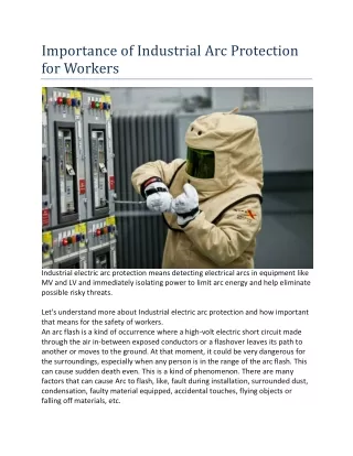 importance of industrial arc protection
