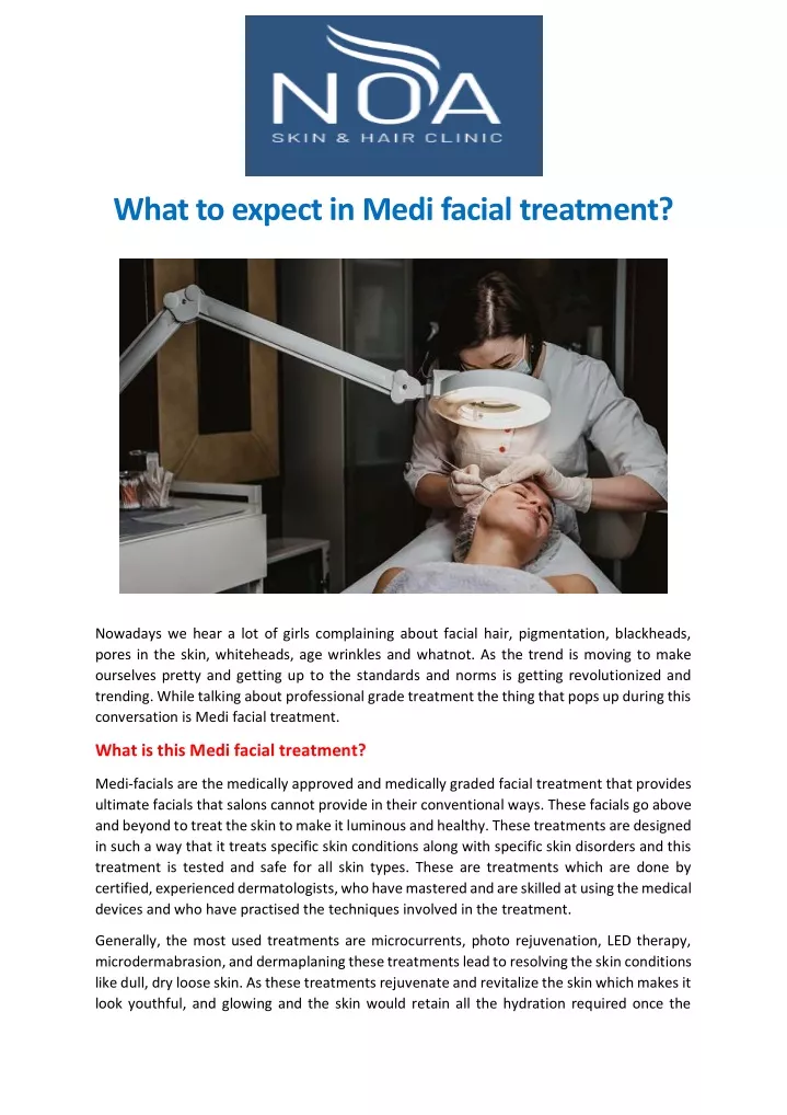 what to expect in medi facial treatment
